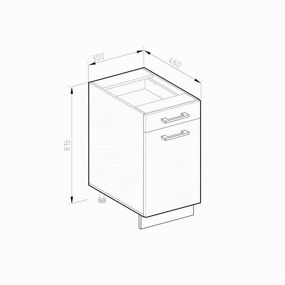 Vicco Mueble bajo de Cocina R-Line, Sonoma, 30 cm | sin encimera, para combinación libre dentro de sistemas de cocina modulares