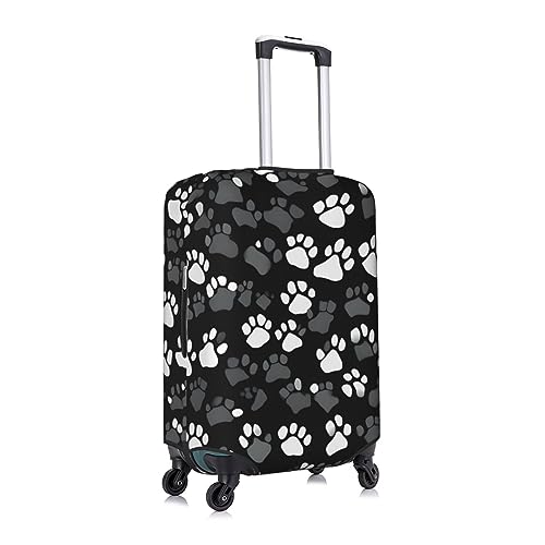 Black And White Paw Print Luggage Cover, Protective Washable Suitcase Cover With Concealed Zipper Fits 18 To 32 Inch3