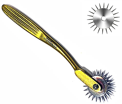 Nadelrad, Nervenrad, Zackenrad nach Wartenberg für Sensibilitätstest, Neurologisches pinwheel Neurotest Rostfrei 17 cm 1 rad, Gold