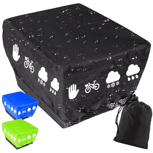 AUNGCSHE Regenschutz Fahrradkorb, Fahrradkorb Regenschutz mit Gummizug, Korbabdeckung Wasserdicht mit Reflexstreifen, Regenabdeckung für Korb hinten, für alle Körbe bis Größe 45x45cm (Schwarz)