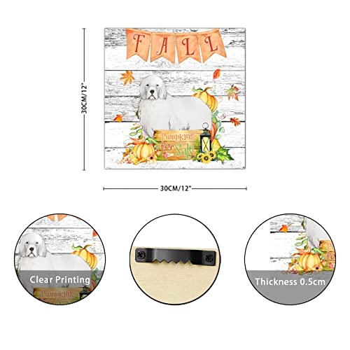 Plaque murale en bois Fall Pumpkins et Husky décoration rétro de 30,5 cm - 3