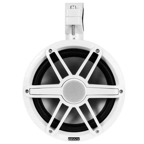 Image of NVX MVTSP8W (Pair) - 750W Peak (250W RMS) 8 inch V-Series 2-Way Marine Tower Speakers with LED Lighting & 359 Swiveling Clamps - Sport White