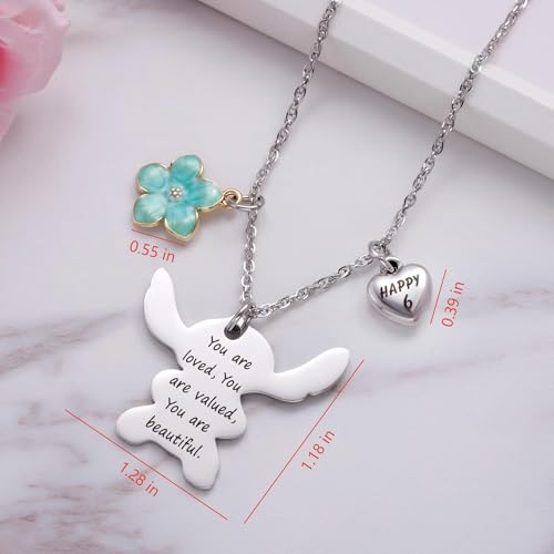 Image of Ukodnus 6-10 Year Old Birthday Necklace Gifts, You are Loved Valued Beautiful Gift, Birthday Jewelry Gift for Daughter Granddaughter Niece