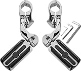 BAYUIHON Motorcycle 1.25" Short Angled Highway Footpegs with Clamps Mounts kit Compatible with Harley Touring Sportster Softail Road Glide with 1 1/4 inch Engine Guard