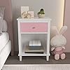 Modern Nightstand Kids Nightstand with One Drawer End Table for Boys and Girls Toddler Nightstand for Living Room Bedroom Pink