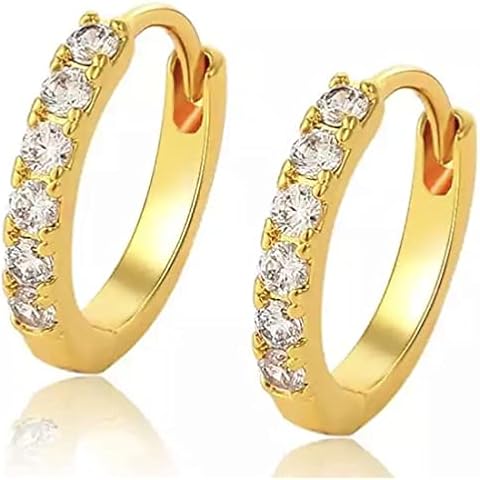 AT Jewellery - 9ct Yellow Gold Filled Small CZ Cubic Zirconia Hinged 11mm Huggie Hoop Earrings Cover