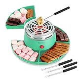 FOHERE Smores Maker Tabletop Indoor, Smores Kit with 4 Detachable Trays & Roasting Forks, Gift Set & Date Night Idea - Movie Night Supplies & Housewarming Gift, Green
