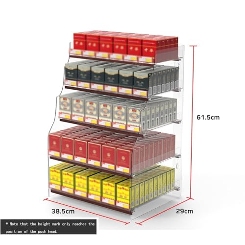 Vitrina de acrílico para cigarrillos transparente con bandeja automática 6