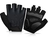 BTNEEU Guantes Ciclismo Medio Dedo Guantes MTB Cortos, Guantes Ciclismo Verano Guantes MTB Gel Antideslizante Transpirable, Guantes Bicicleta Montaña Carretera para Hombre y Mujer (Negro, M)