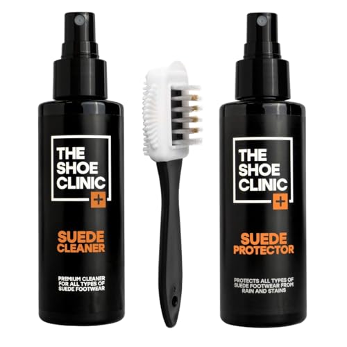 Shoe Clinic Shoe Cleaning Kit for Suede & Nubuck | Suede Cleaner & Suede Protector Spray with Suede Brush | Clean Protect & Waterproof Shoes Trainers & Boots | Trainer Boot & Shoe Care Products