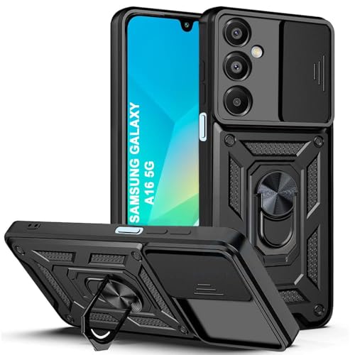 Image of Luxe Back Cover for Samsung A16 5G / Samsung F16 5G / Samsung M16 5G | D10 Tough Armor Case | Sliding Camera Shield | 360 Protection | Kickstand Ring Holder | Military-Grade Shockproof Case