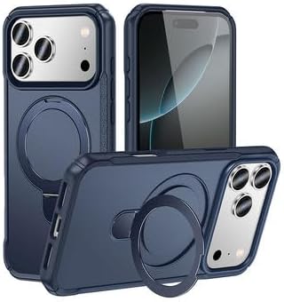 CURADOR MagSafe Compatible iPhone 17 Pro Max Case with 360° Rotating Ring Stand | Military Grade Shockproof Protection | Matte Anti-Fingerprint Cover with Camera Lens Guard (Blue)