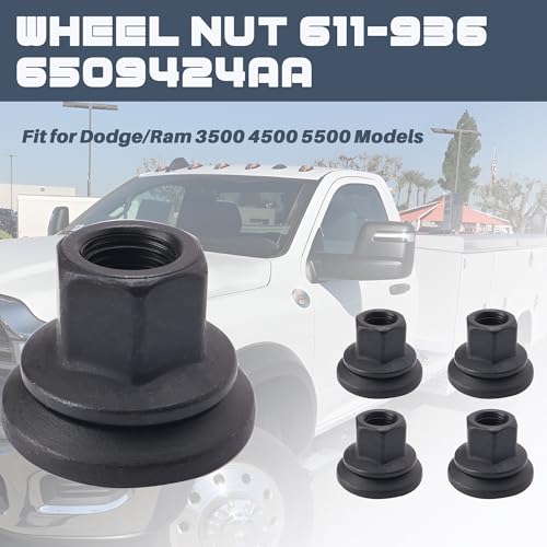 Image of 611-936 6509424AA Wheel Nut Fit for Dodge Ram 3500 4000 4500 5500 2012-2022 Models, M14-1.5 Flange - 22mm Hex, 28.5mm Length, Medium, Pack of 20pcs