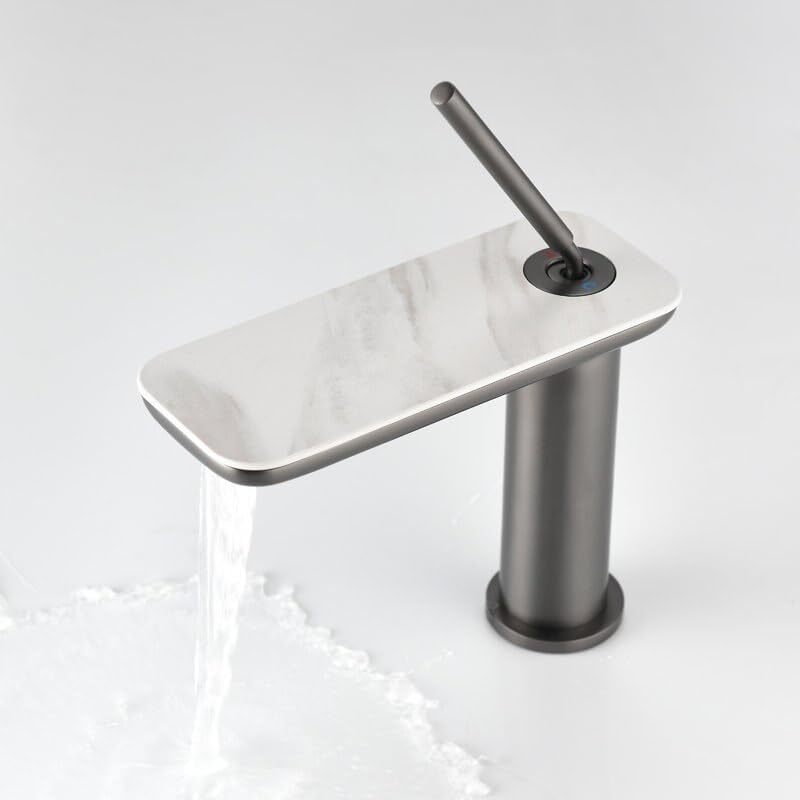 Robinet mitigeur cascade gris pour vasque de salle de bains moderne