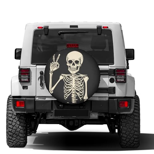 Image of Delerain Funny Skull Spare Tire Cover Wheel Protectors Sun Protector Waterproof for Trailer RV SUV Truck and Many Vehicle(16 Inch for Diameter 29 inch-31 inch)