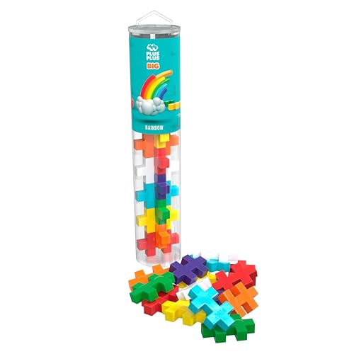 Plus-Plus 4353 Geniales Konstruktionsspielzeug Big Regenbogen Farbmix Kreativ-Bausteine Tube für Kinder ab 1 Jahr 15 Teile
