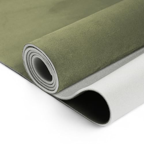 RATCHROLL Suede Fabric 150G Headliner Fabric 95.67"L x 57.09"W Interior Trim DIY Roof Repair Replacement Foam Backing for Car RV SUV Automotive Green 1 Pcs