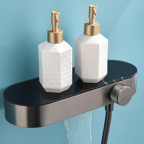 Robinet de baignoire mural cascade gris anthracite mitigeur cuivre avec douchette