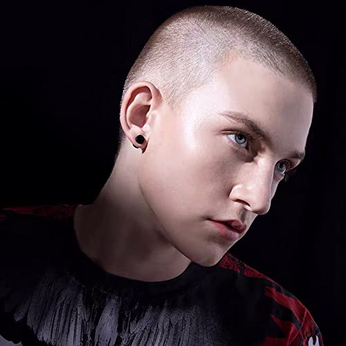 5 Pairs Black Stainless Steel Non-Piercing Spike Rivet Star Of David Dangle Tassel Clip On Hoop Earrings Set For Women Men, Non Pierced Fake Ear Clip Stud Earrings #TOP5