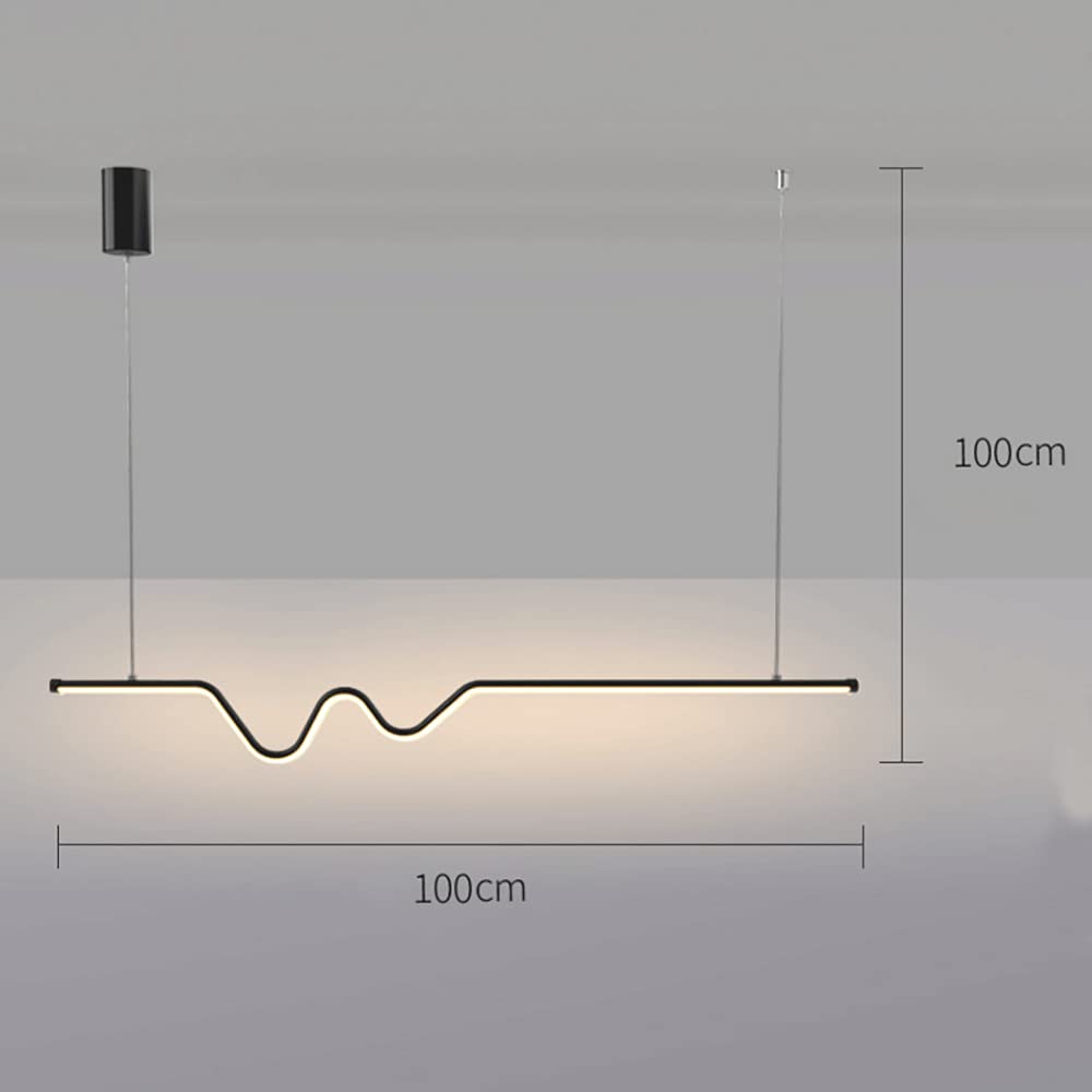 Suspension Lumineuse À Motif Ondulé Linéaire Créatif, Luminaire Suspendu En Métal Pour Salle À Manger Avec Abat-Jour En Acrylique, Lampe Suspendue Moderne À Led Pour Îlot de Cuisine, Lustre Pour Salon