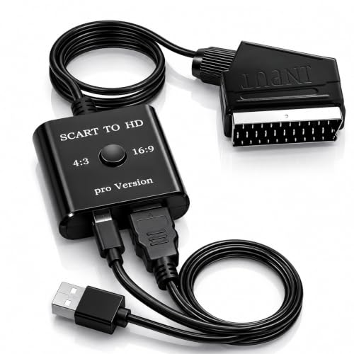 Adapter Scart to HDMI, 1080P Scart to HDMI, obsługuje 16:9/4:3