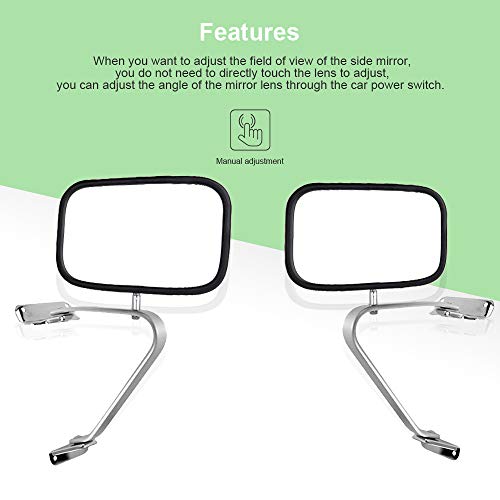 Scitoo Towing Mirrors Pair Chrome Side View Mirror By Replacement Mirror Fit 80-96 For Ford F150 F250 F350 F450 Ranger Bronco Explorer Truck Pickup Plastic #TOP3