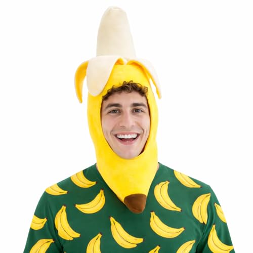 Vaulted Skulls & Co Banana Hat | Banana Shaped Headpiece | Bananas Costume Hat | Novelty Fruit Costume | Plush Bananas Hats | Funny Fruit Hats | Yellow | 24.5