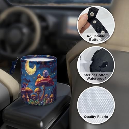 Image of Mushroom Moon Car Trash Can Reusable Foldable Hanging Portable Dustbin Bin Waste Basket Collapsible Car Accessories Interior for Car SUV Trucks Universal