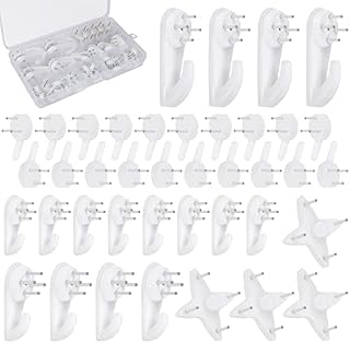 Enoric 40Pcs Non-Trace Picture Hanging Hook Hardwall Drywall Picture Hanging Hook for Hanging Paintings Wedding Photos Mirror Clock