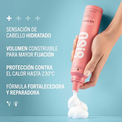 Schwarzkopf Espuma profesional OSiS Air Whip para cabello liso, ondulado, rizado, protección contra el calor, fórmula de cuidado y fortalecimiento, hidratante, fijación ligera, 200 ml - imagen 4