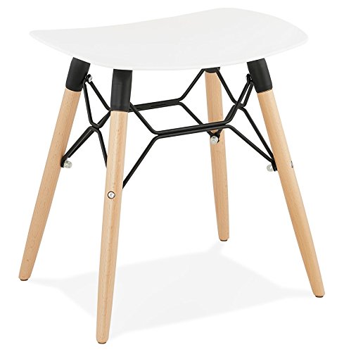 Alterego Tabouret Bas Design 'Aladin' Blanc Style scandinave