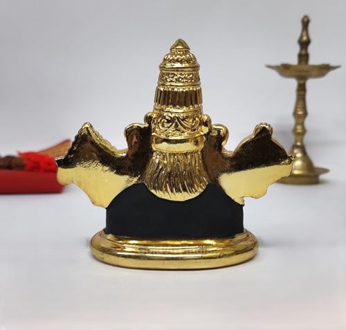 Image of Gold Art India Lord Tirupati Balaji Idol Gold Plated Black Body Murti for Mandir | Lord Vishnu Shree Venkateswara Swamy Statue for Pooja Room | Balaji Bust for Gift God Balaji for Home Decor