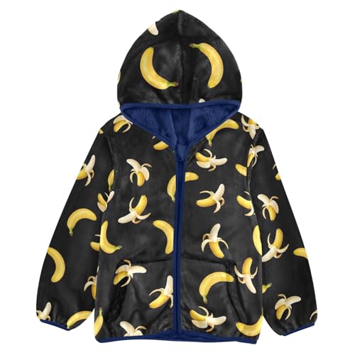 CHIFIGNO Yellow Bananas Black Toddler Boy Comfy Thick Fleece Outerwear Jackets with Polar Fleece Lining 3T