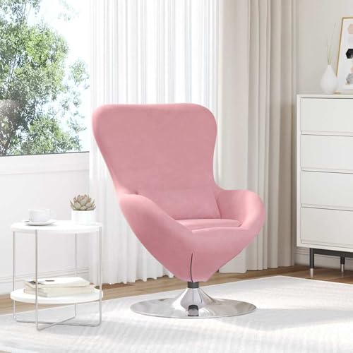 Gecheer Ei-Sessel Pink Samt, Drehbarer Loungesessel Moderner Drehstuhl für...