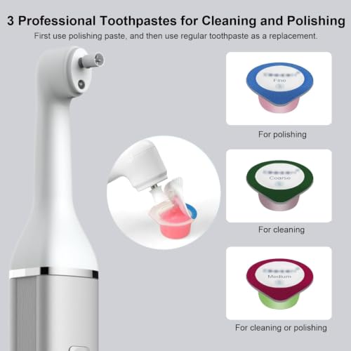Image of Tooth Polisher,Teeth Polishing Kit for Daily Cleaning,Polishing Then Whitening of Tooth (Professional Toothpaste Include),USB Rechargeable Dental Polisher with LED Light,6 Heads,5 Speed Modes