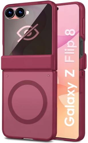 Image of STORMTAL for Samsung Galaxy Z Flip 8 Case with Privacy Screen Protector, [Compatible with Magsafe], [Full Body Hinge Protection], Magnetic Slim Case for Z Flip 8 Case Red