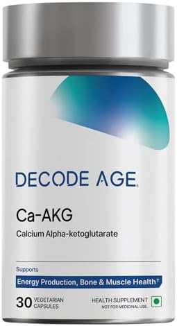 Decode Age Ca-AKG Supplement 500 mg – 99.9% Pure, Highly Bioavailable Calcium Alpha-Ketoglutarate for Bone Strength, Energy & Muscle Recovery – Clinically Tested, 30 Vegan Capsules