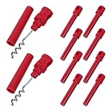 COLLBATH Sacacorchos Portátil de Plástico Rojo 10 Unidades, Herramienta Abridora de Botellas Extractor de Corcho, Abridor Manual Multiusos para Vino, Bar, Restaurante y Viajes
