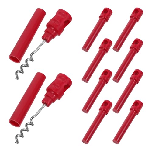 COLLBATH Sacacorchos Portátil de Plástico Rojo 10 Unidades, Herramienta Abridora de Botellas Extractor de Corcho, Abridor Manual Multiusos para Vino, Bar, Restaurante y Viajes