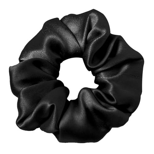 LilySilk LilySilk Pure Silk Charmeuse Scrunchy -Regular -Scrunchies For Hair - Silk Scrunchies For Women Soft Hair Care Black