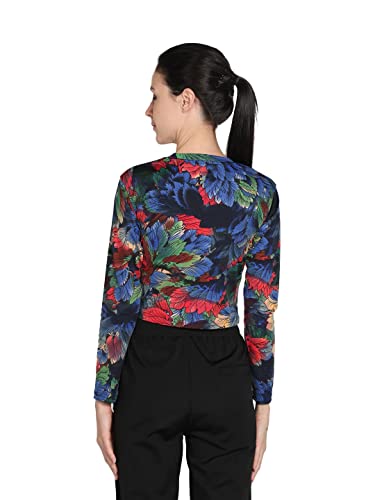 Image of CHKOKKO Women's Polyester Regular Fit Round Neck Full Sleeves Gym Crop Top