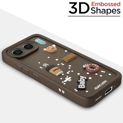 Image of Outlouders Back Cover for OnePlus Nord 4 5G | 3D Cartoon Bear Cute Fun Silicone Full Body Protection Bumper Case (Brown)