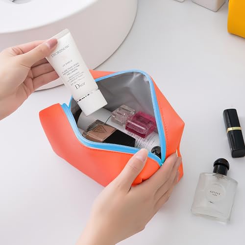 Image of Cortina Pouch for Travel Makeup Bag, Makeup Organizer Bag, Cosmetic Bag Makeup Bag for Women, Toiletry Bag for Travel Tools 16.5x7x11.5cm, Small, Orange