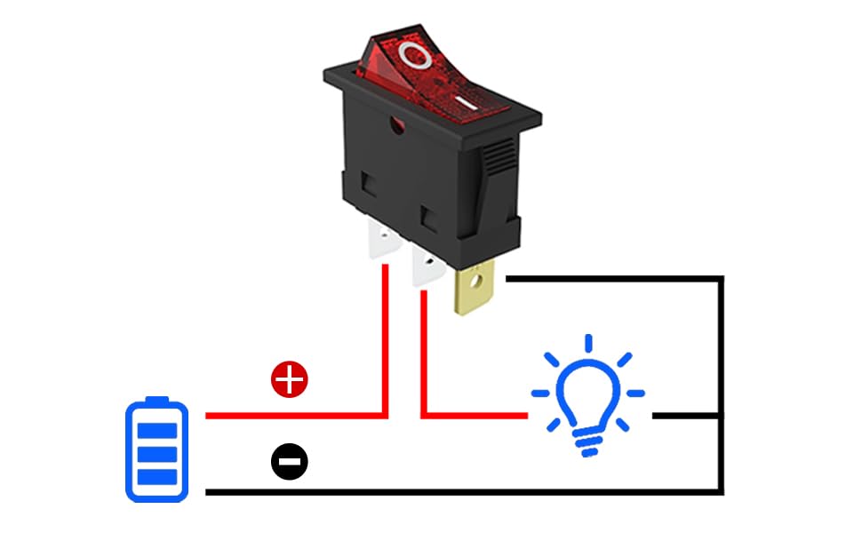 5PCS KCD3 SPST 30A36V Illuminated LED On/Off SPST 3 Pin 2 Position Mini Boat Rocker Toggle Switch Snap for Househould UL Certification (Green, DC36V 30A)
