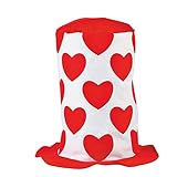 Biblebanz Funny Crazy Valentine's Day Valentine Red Hearts Felt Stovepipe Hat Adult and Kids Party Apparel Costume Accessories Top Hats For Fun Red And White 1 Count