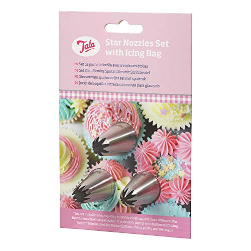 Tala Reuseable Icing Bag with 3 Stainless Steel Star Nozzles