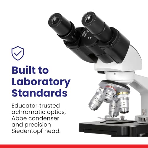 Image of AmScope B120 Series Student & Professional LED Binocular Compound Microscope - 40X-2500X Magnification - Includes 0.3MP USB 2.0 Camera & Siedentopf Head