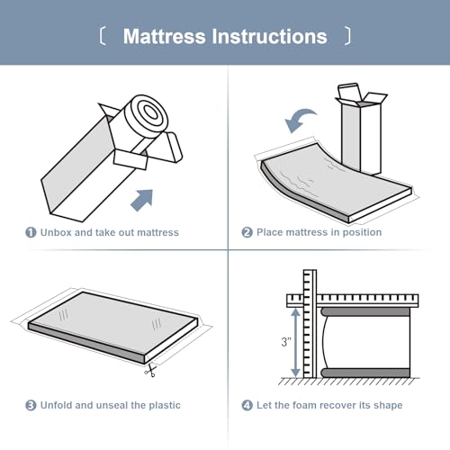 Image of 3 inch 38 inch Lx26 W Mini Mattresses, Waterproof and Removable Cover, Machine Washable, High Density Firm Support Foam