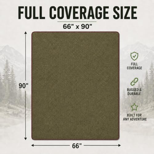 Image of Jmr Usa Inc. Wool Camping Blanket - Warm Heavy Car & Camp Quilt - Survival Emergency Blanket - Olive Green, 66x90