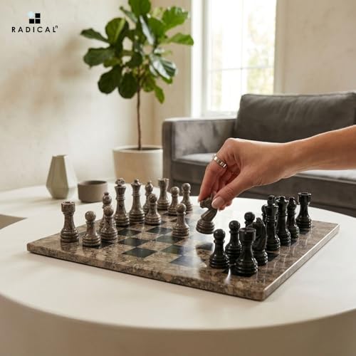 Set de ajedrez de mármol Radicaln 15" con 32 piezas miniatura 3